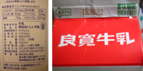 原料や賞味期限